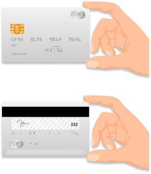 <span> <strong>Carte di credito accettate</strong> <br>Lato anteriore e posteriore </span>